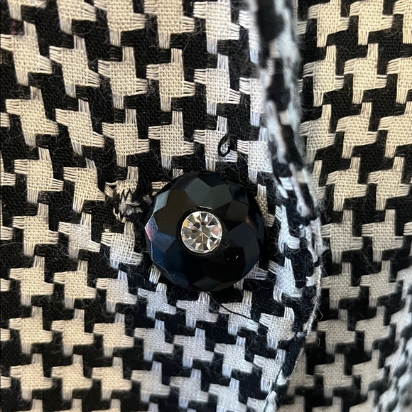 Vintage Black & White Weaved Houndstooth Blazer w/sequins trim detail Size 10 - Picture 8 of 17